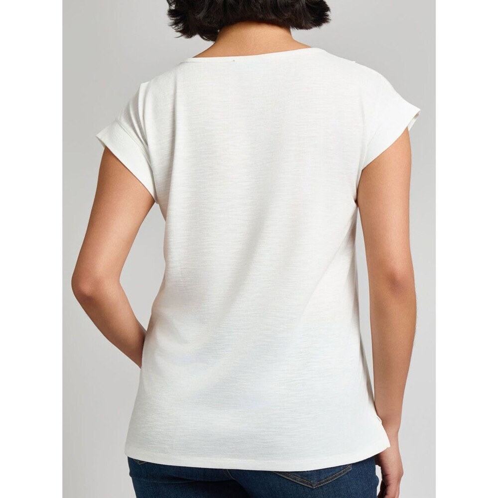 Jones New York Lace Inset Top Dolman Sleeve Stretch Knit White Pullover S NEW - Picture 10 of 13
